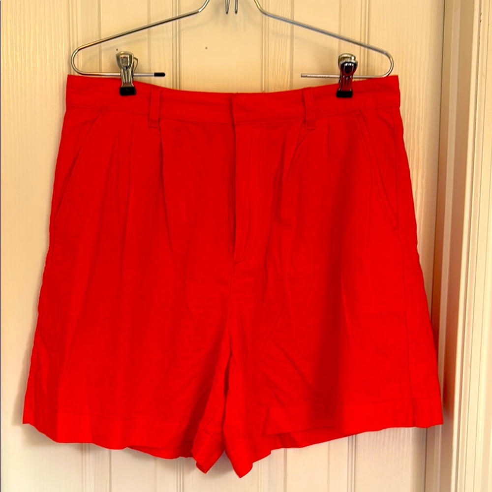 Gap Neon Orange Linen High Rise Shorts